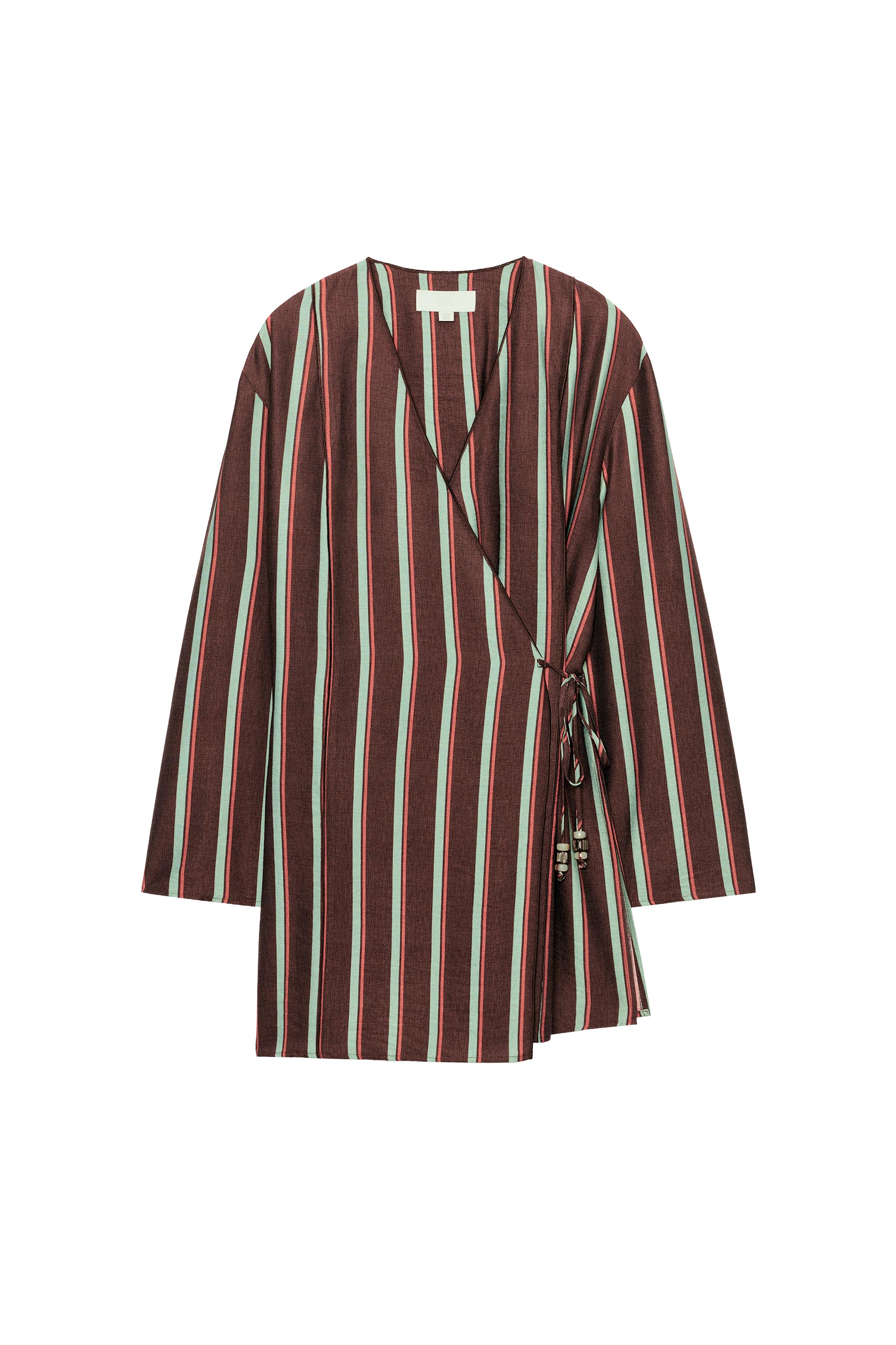 STRIPED WRAP JACKET
